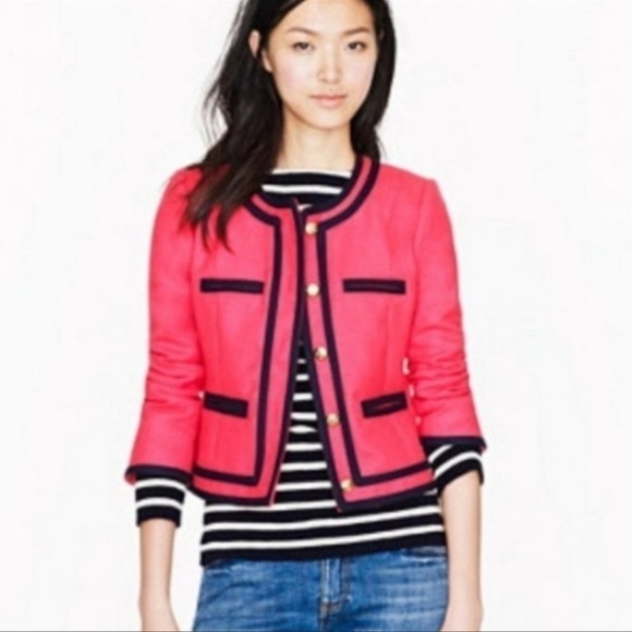 J. Crew Jackets & Blazers - J. Crew Pink Navy Classic Brass Button Cropped Blazer sz 8
